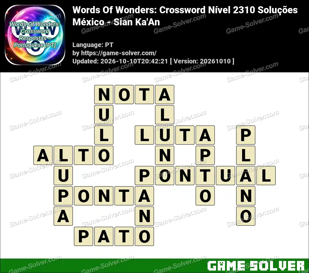 Words Of Wonders: Crossword Nível 2310 Soluções – México – Sian Ka’An